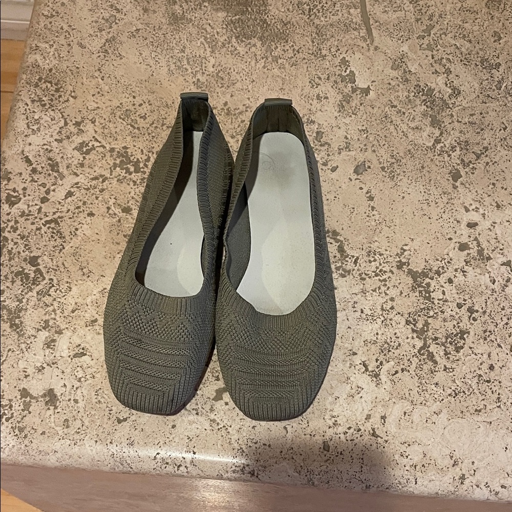 Women’s Olive Green Knit Slip-On Flats
